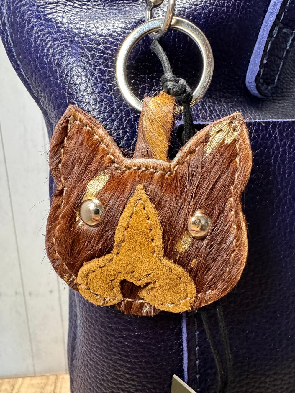 Cute Dog Purse Charm French Bulldog Dark Brown Genuine Leather Bag Charm